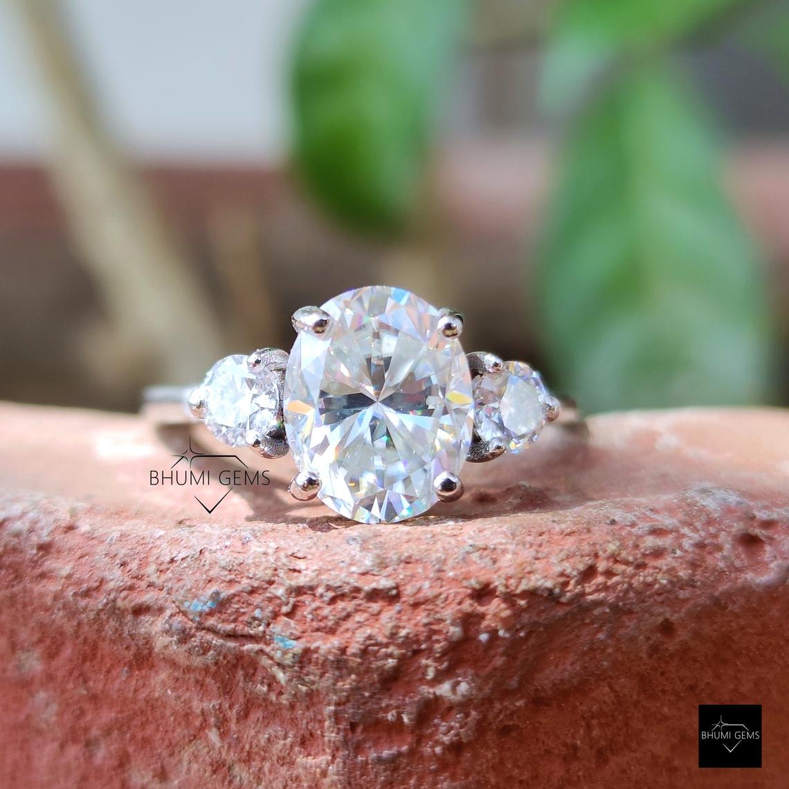 2.40 TCW Oval Colorless Moissanite Engagement Ring - view 6