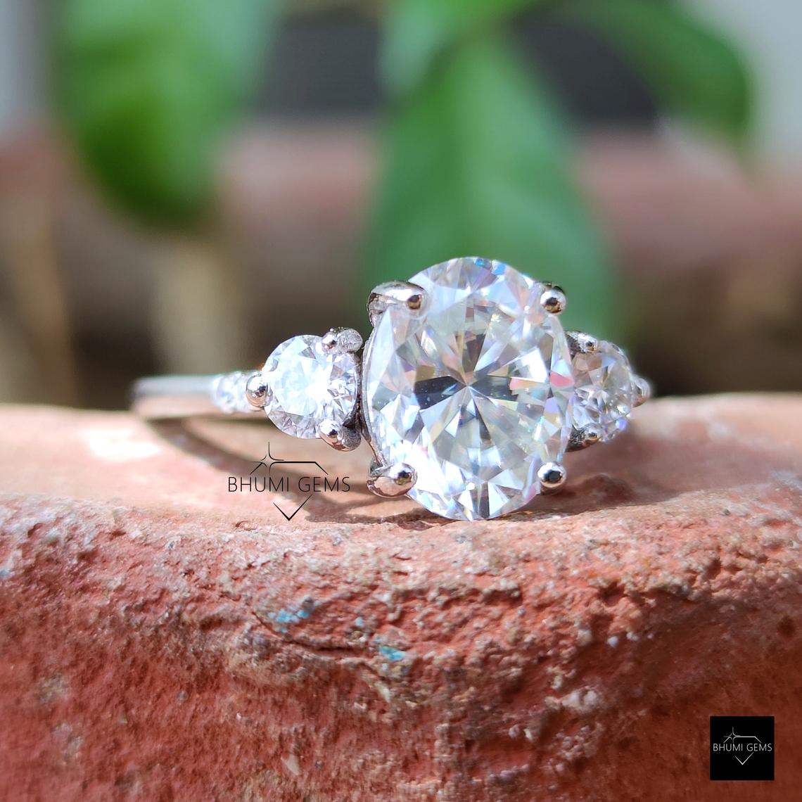 2.40 TCW Oval Colorless Moissanite Engagement Ring - view 2