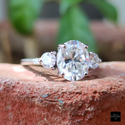 2.40 TCW Oval Colorless Moissanite Engagement Ring - view 2