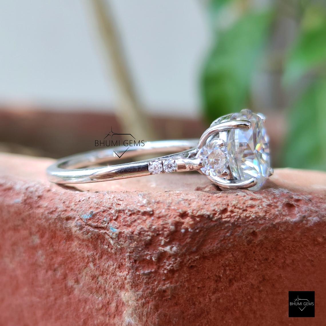 2.40 TCW Oval Colorless Moissanite Engagement Ring - view 5
