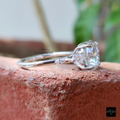 2.40 TCW Oval Colorless Moissanite Engagement Ring - view 5