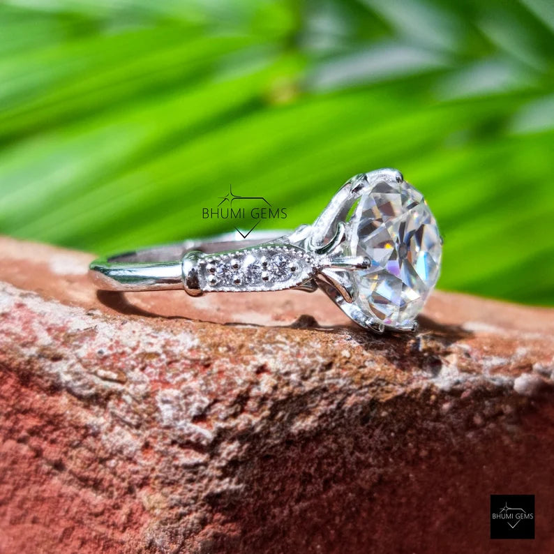 4 CT Old European Cut Moissanite Engagement Ring - view 3