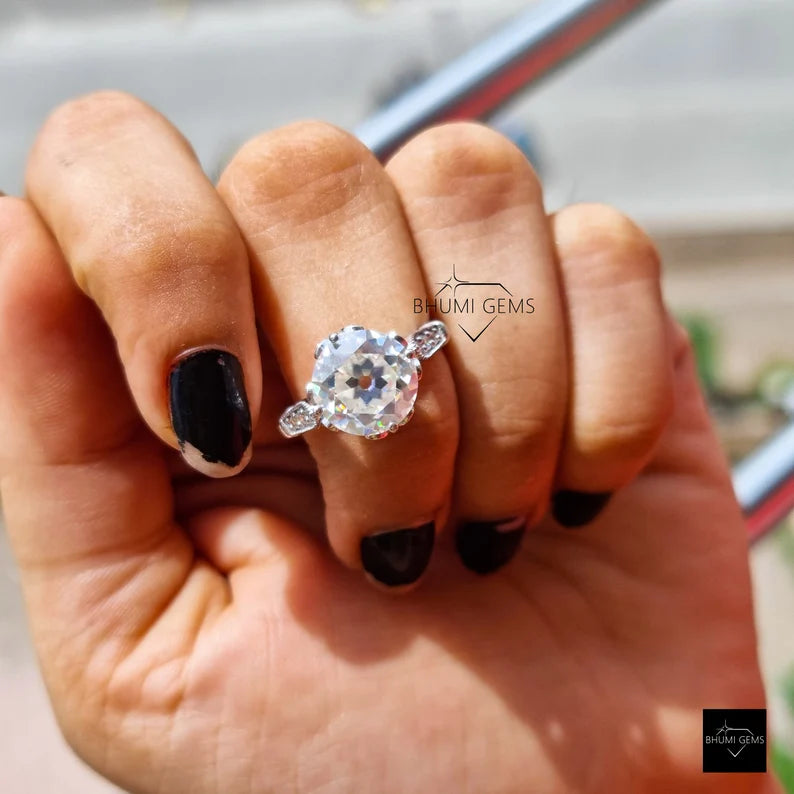 4 CT Old European Cut Moissanite Engagement Ring - view 4