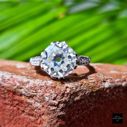 4CT Round Old Cut Engagement Ring