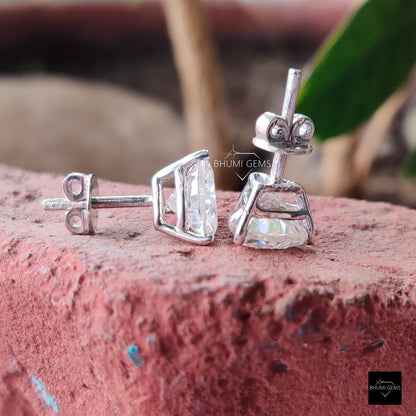 4 TCW Trillion Cut Colorless Moissanite Earrings - view 4