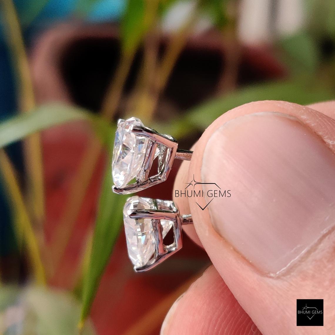 4 TCW Trillion Cut Colorless Moissanite Earrings - view 5