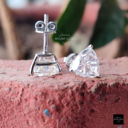 4 TCW Trillion Cut Colorless Moissanite Earrings - view 2