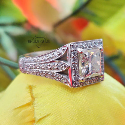 4.10CT Princess Cut Colorless Moissanite Wedding Set - view 2