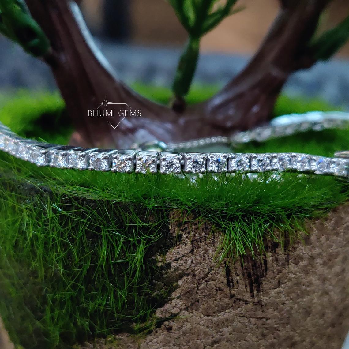 4.17 TCW Round Colorless Diamond Moissanite Bracelet - view 5