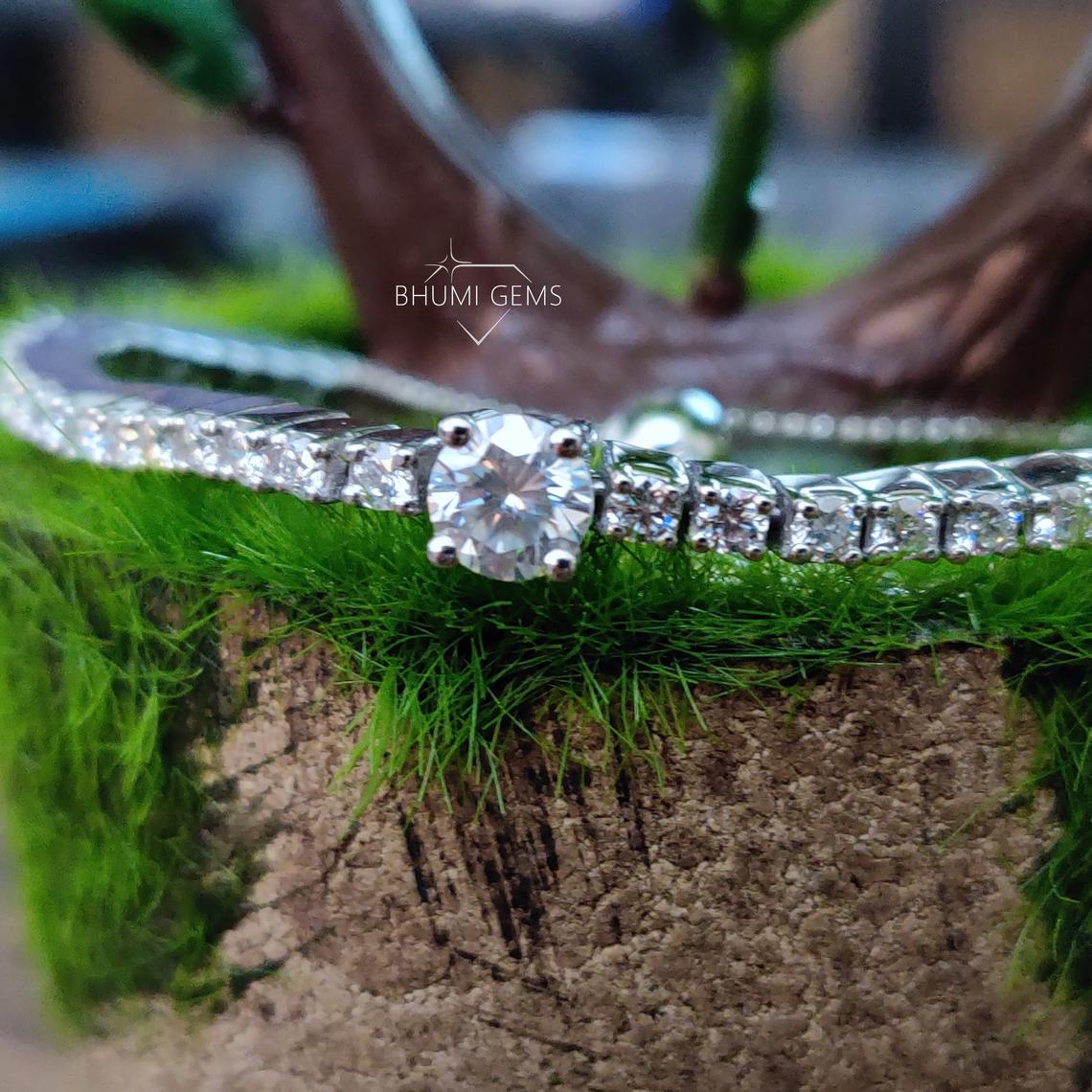 4.17 TCW Round Colorless Diamond Moissanite Bracelet - view 4