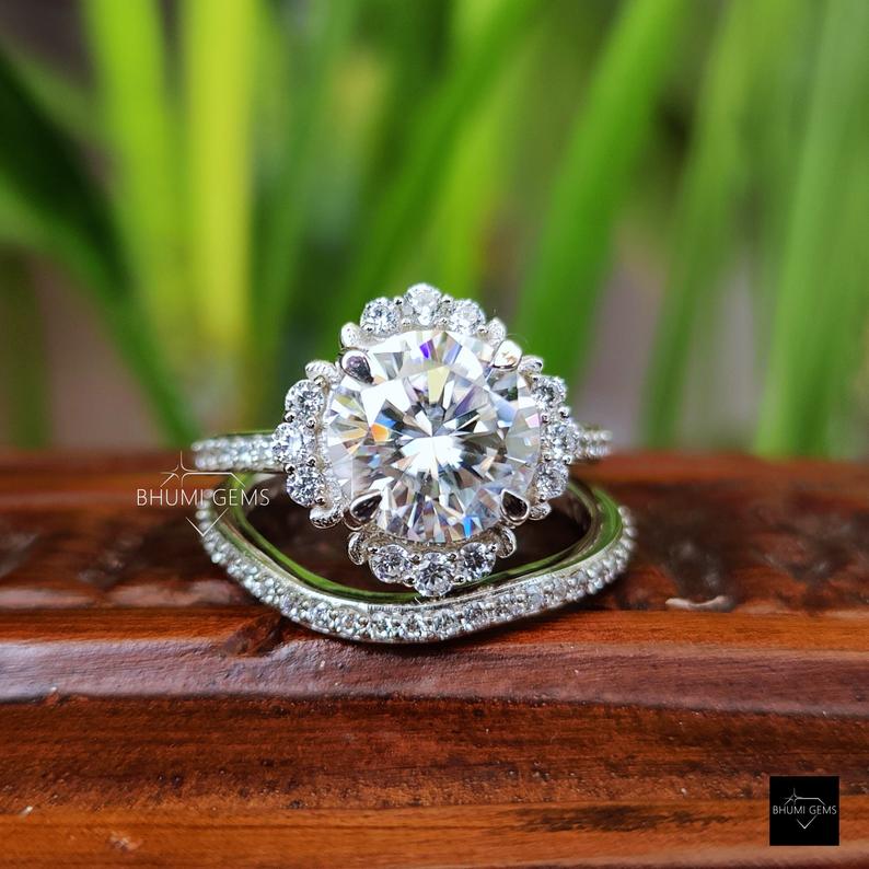 4.18 TW Round Moissanite Engagement Ring