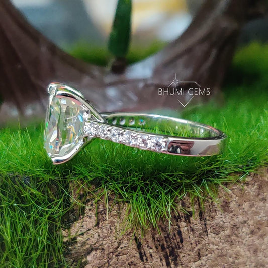 4.20 TCW Cushion Cut Colorless Moissanite Engagement Ring - view 3