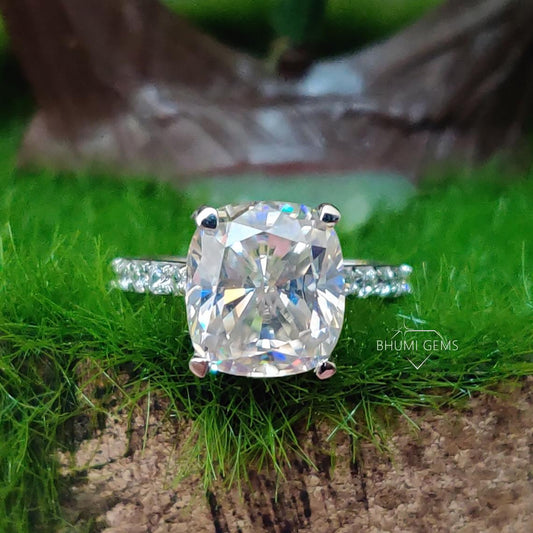 4.20 TCW Cushion Cut Colorless Moissanite Engagement Ring - view 2