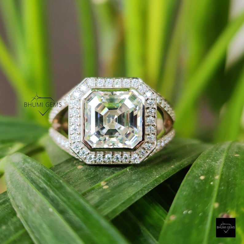 3.64 TW Asscher Moissanite Engagement Ring - view 5