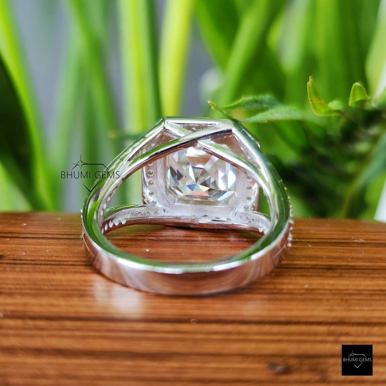 3.64 TW Asscher Moissanite Engagement Ring - view 6