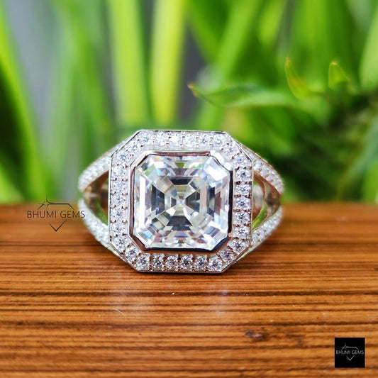 3.64 TW Asscher Moissanite Engagement Ring - view 2