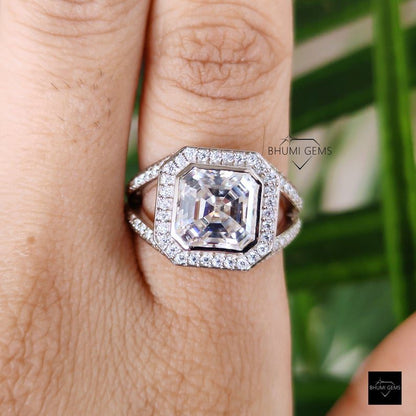3.64 TW Asscher Moissanite Engagement Ring - view 3