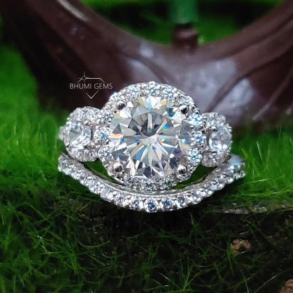 4.45TCW Round Moissanite Wedding Bridal Set | Bhumi Gems