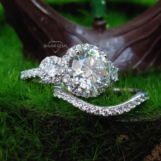 4.45TCW Round Moissanite Wedding Set Bridal Set Engagement Ring - view 2