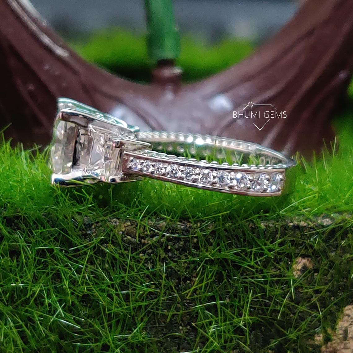 4.46TCW Princess Colorless Moissanite Engagement Ring - view 4