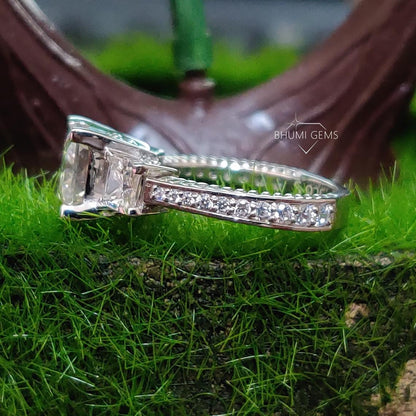 4.46TCW Princess Colorless Moissanite Engagement Ring - view 4