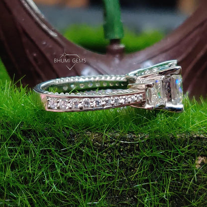 4.46TCW Princess Colorless Moissanite Engagement Ring - view 5