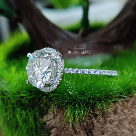 4.49TCW Round Colorless Moissanite Engagement Ring - view 2