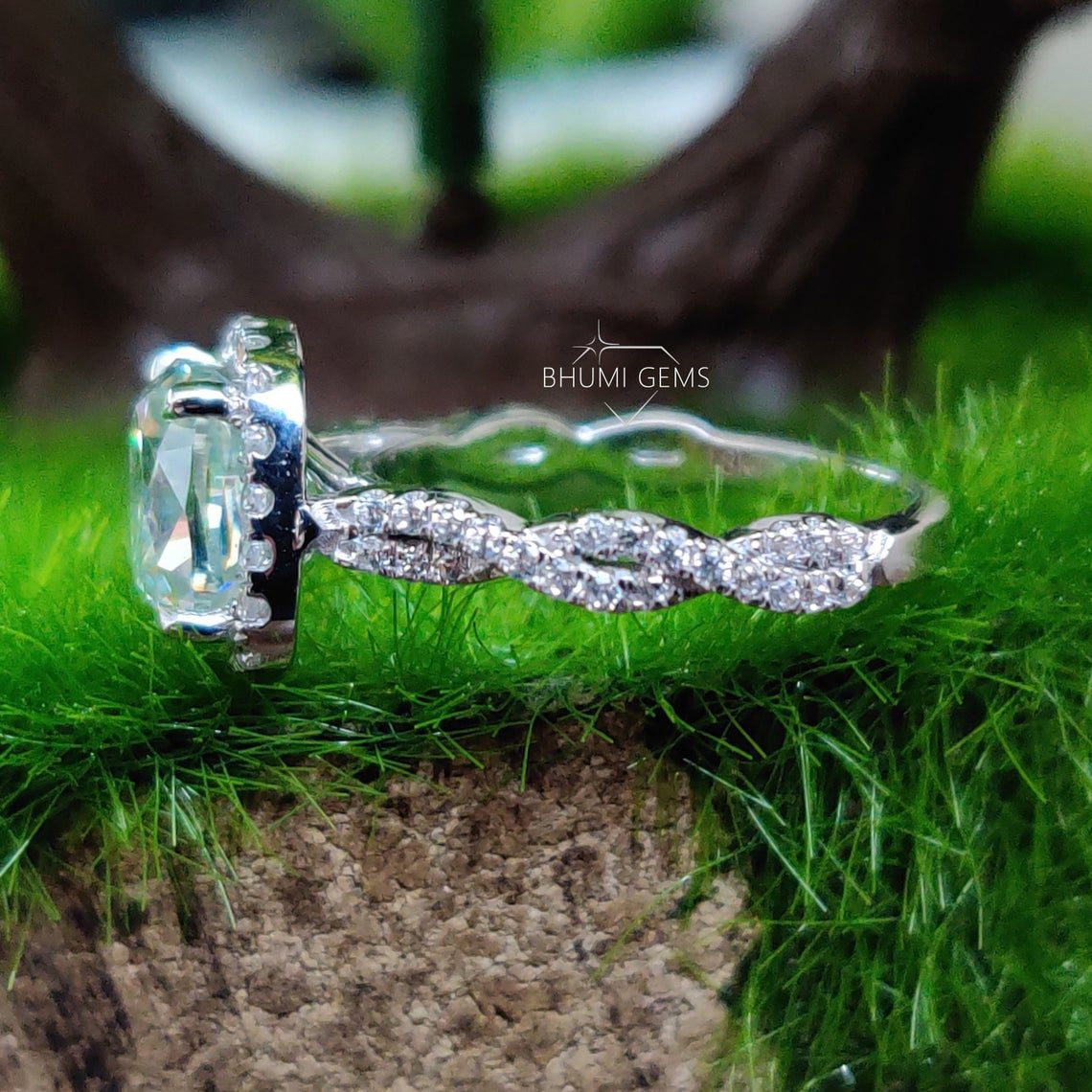 4.74TCW Cushion Cut Colorless Moissanite Engagement Ring - view 4