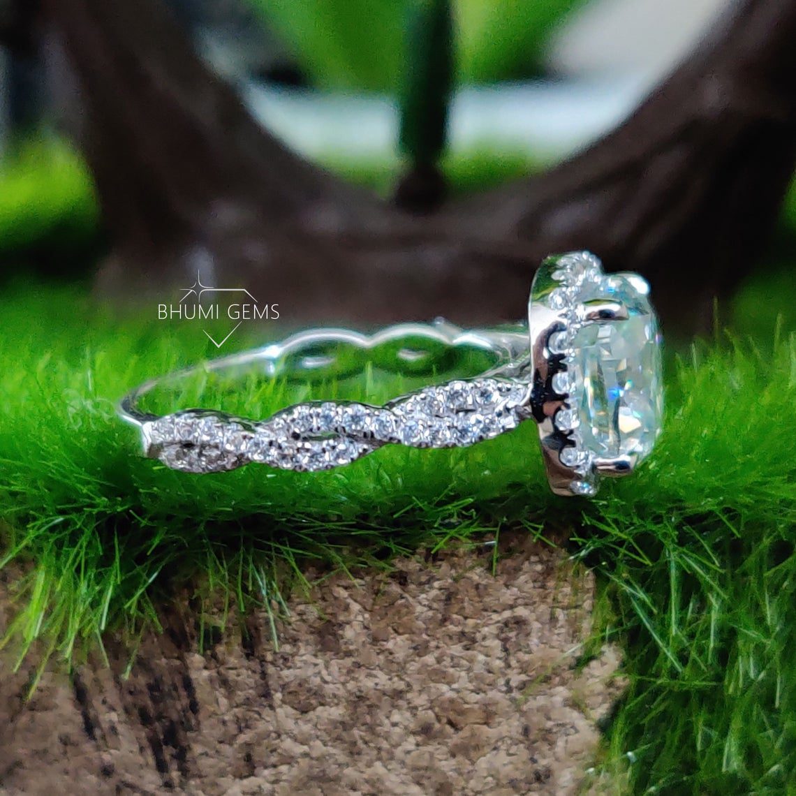 4.74TCW Cushion Cut Colorless Moissanite Engagement Ring - view 5