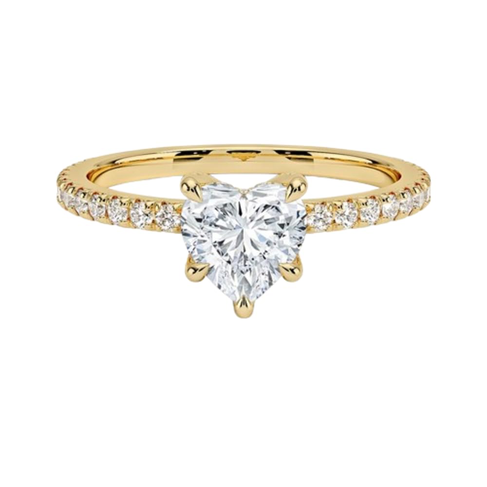 Hidden Halo 1 CT Heart Cut Lab Grown Diamond Engagement Ring - view 6