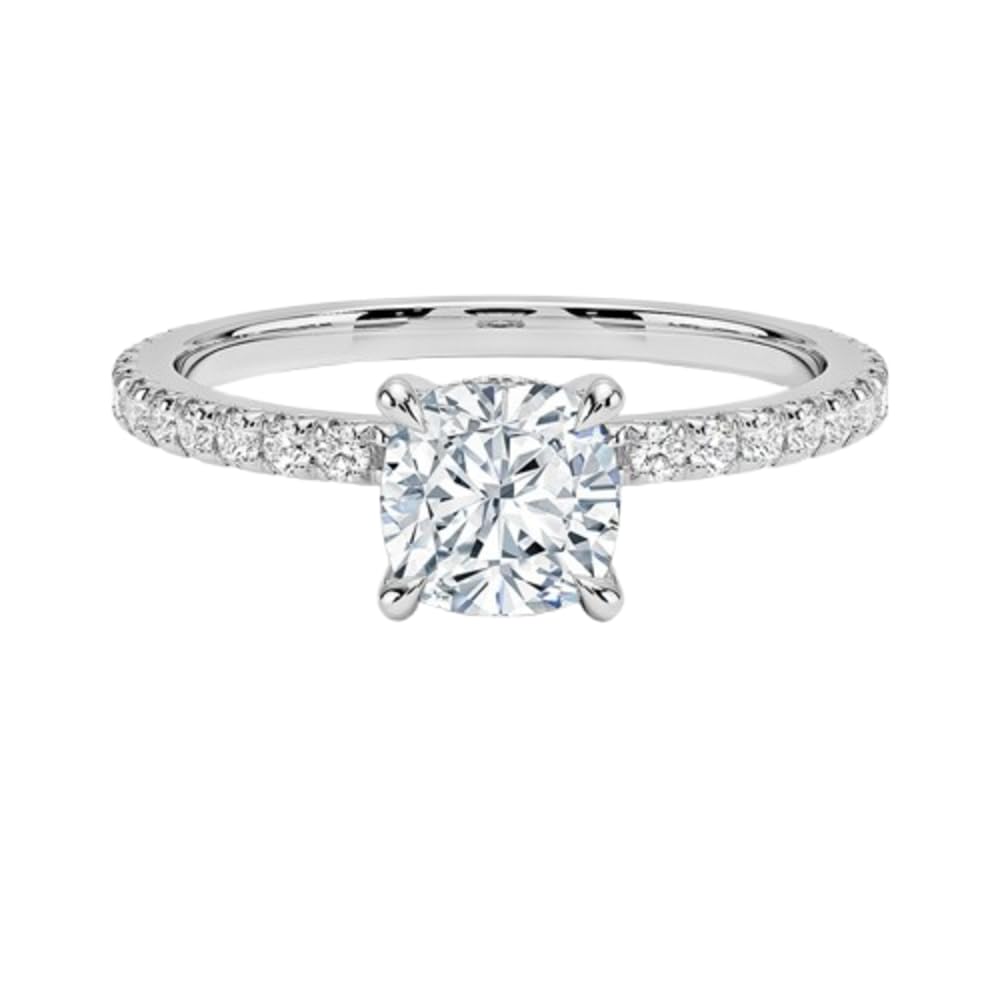 Hidden Halo 1 CT Cushion Cut Lab Grown Diamond Engagement Ring - view 1