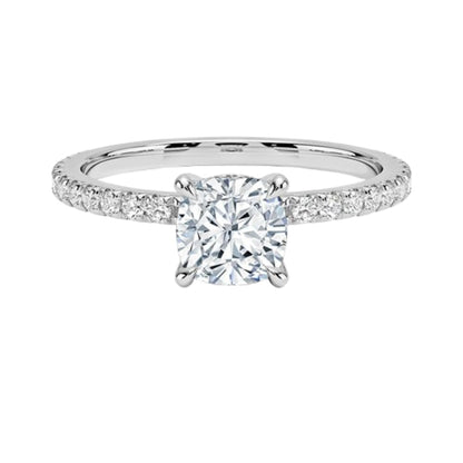 Hidden Halo 1 CT Cushion Cut Lab Grown Diamond Engagement Ring - view 1