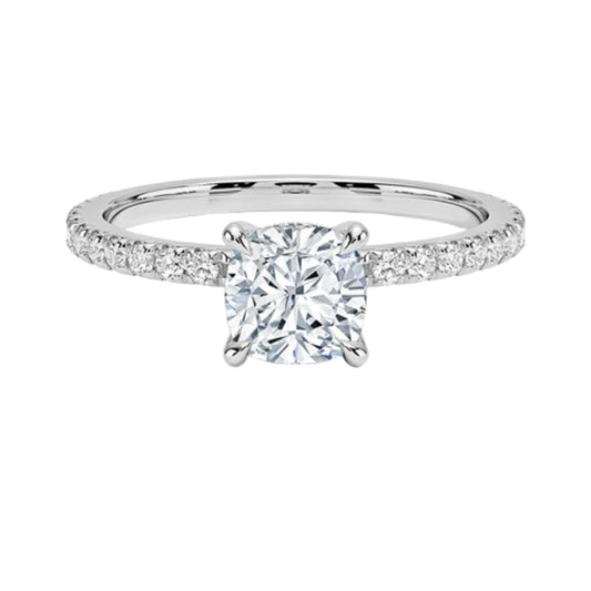 Hidden Halo 1 CT Cushion Cut Lab Grown Diamond Engagement Ring - view 1