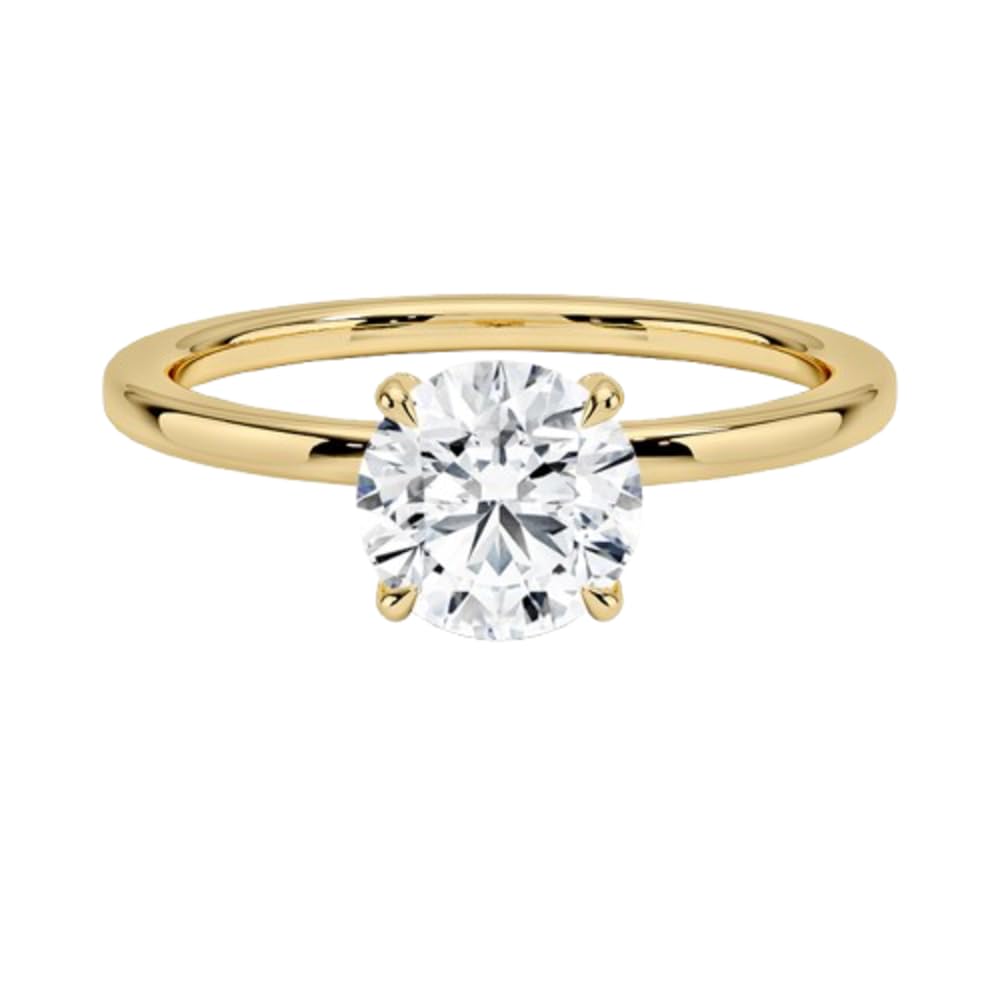 Solitaire 1 CT Round Cut Lab Grown Diamond Hidden Halo Engagement Ring - view 4