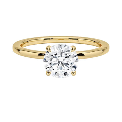 Solitaire 1 CT Round Cut Lab Grown Diamond Hidden Halo Engagement Ring - view 4