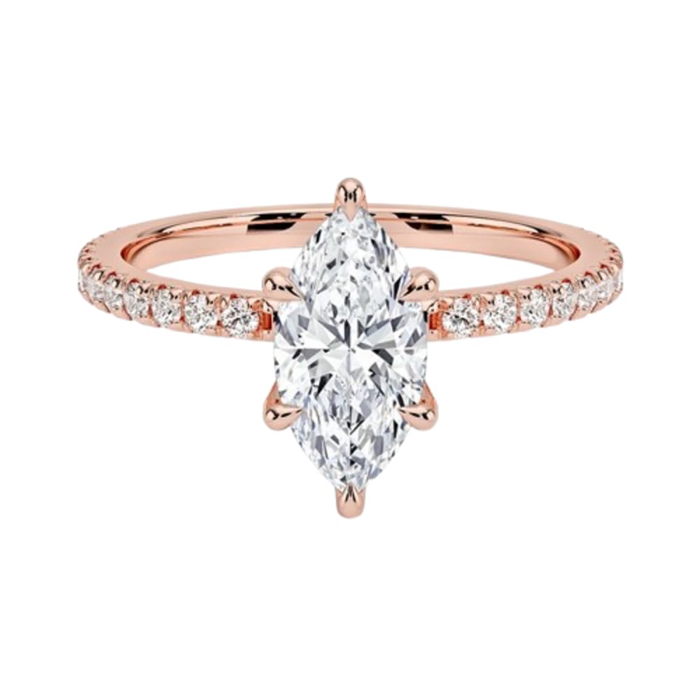 Hidden Halo 1 CT Marquise Cut Lab Grown Diamond Engagement Ring - view 4