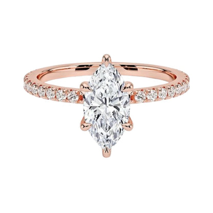 Hidden Halo 1 CT Marquise Cut Lab Grown Diamond Engagement Ring - view 4