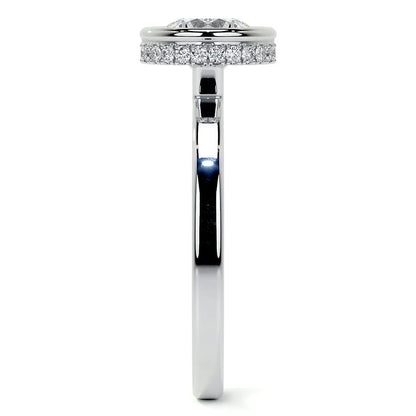 Bezel Hidden Halo 1 CT Round Cut Lab Grown Diamond Solitaire Engagement Ring - view 3