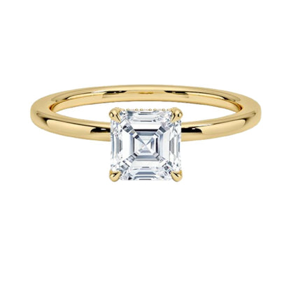 Solitaire 1 CT Asscher Cut Lab Grown Diamond Hidden Halo Engagement Ring - view 1