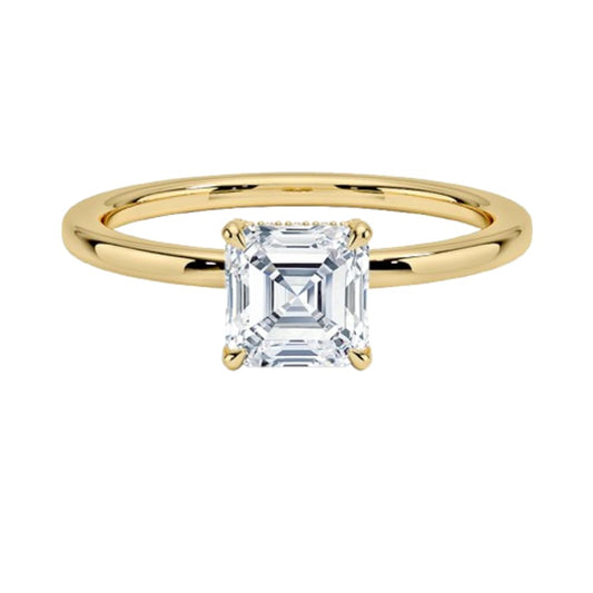 Solitaire 1 CT Asscher Cut Lab Grown Diamond Hidden Halo Engagement Ring - view 1