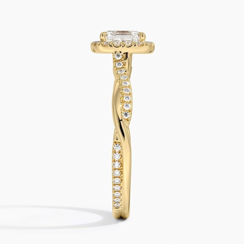Twisted Band 1 CT Asscher Cut Lab Grown Diamond Engagement Halo Ring - view 7