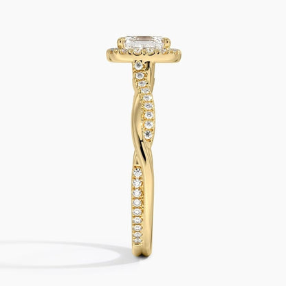 Twisted Band 1 CT Asscher Cut Lab Grown Diamond Engagement Halo Ring - view 7