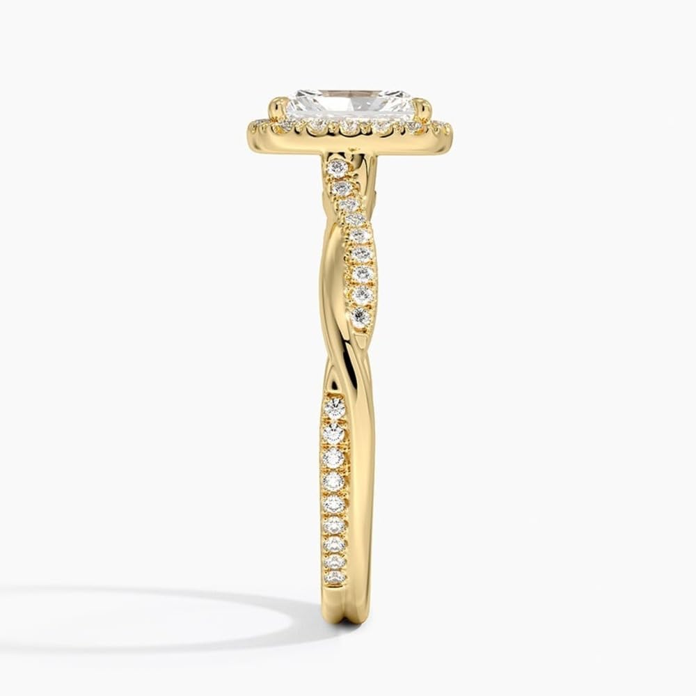 Twisted Band 1 CT Radiant Cut Lab Grown Diamond Engagement Halo Ring - view 3