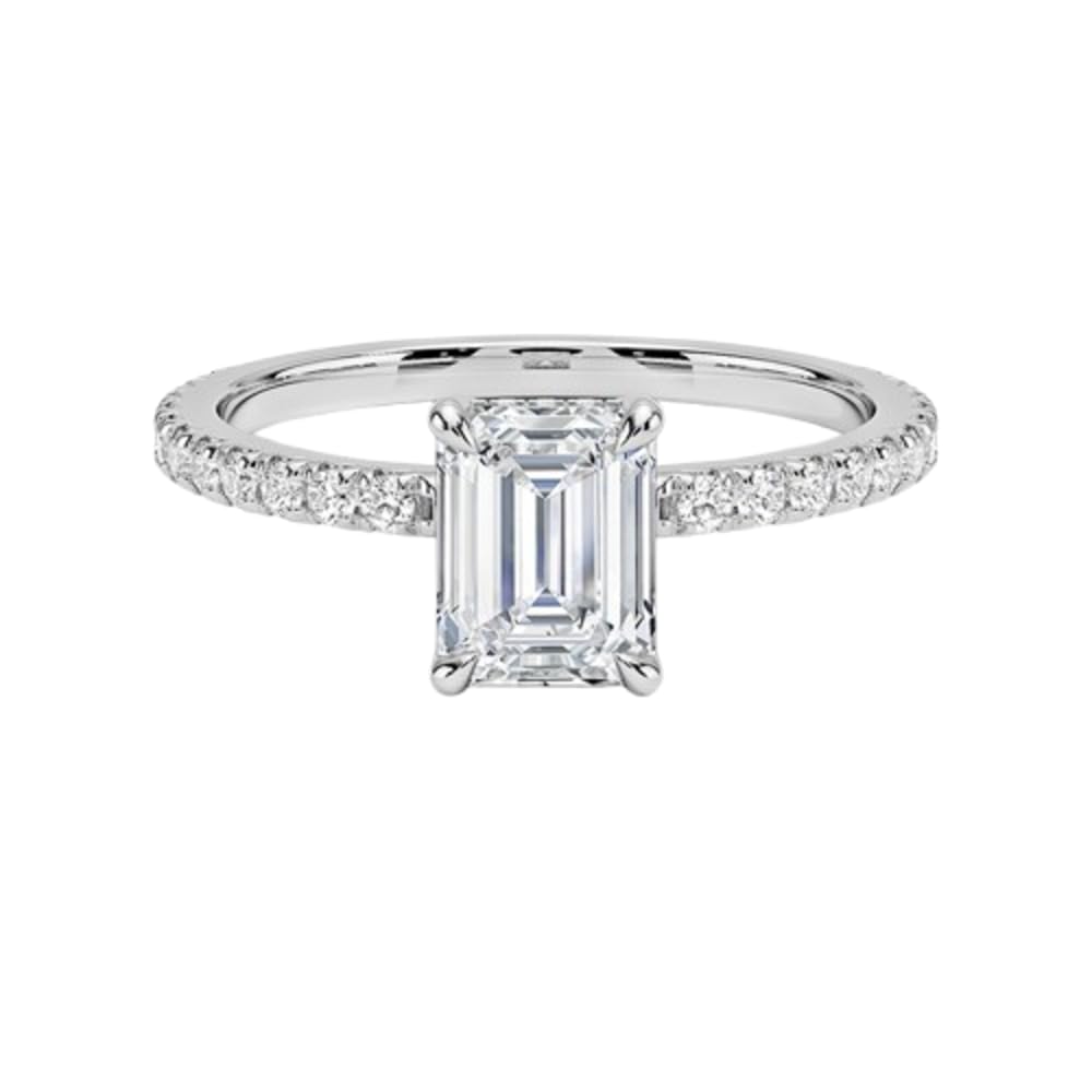 Hidden Halo 1 CT Emerald Cut Lab Grown Diamond Engagement Ring - view 6