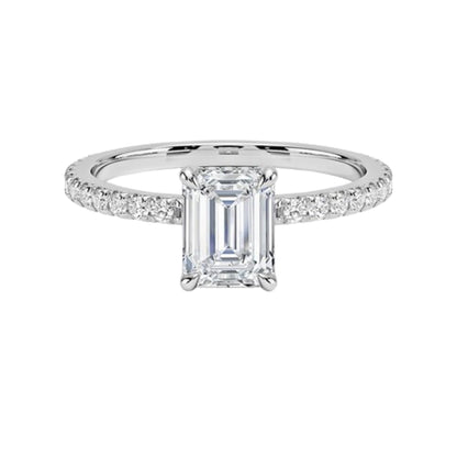 Hidden Halo 1 CT Emerald Cut Lab Grown Diamond Engagement Ring - view 6
