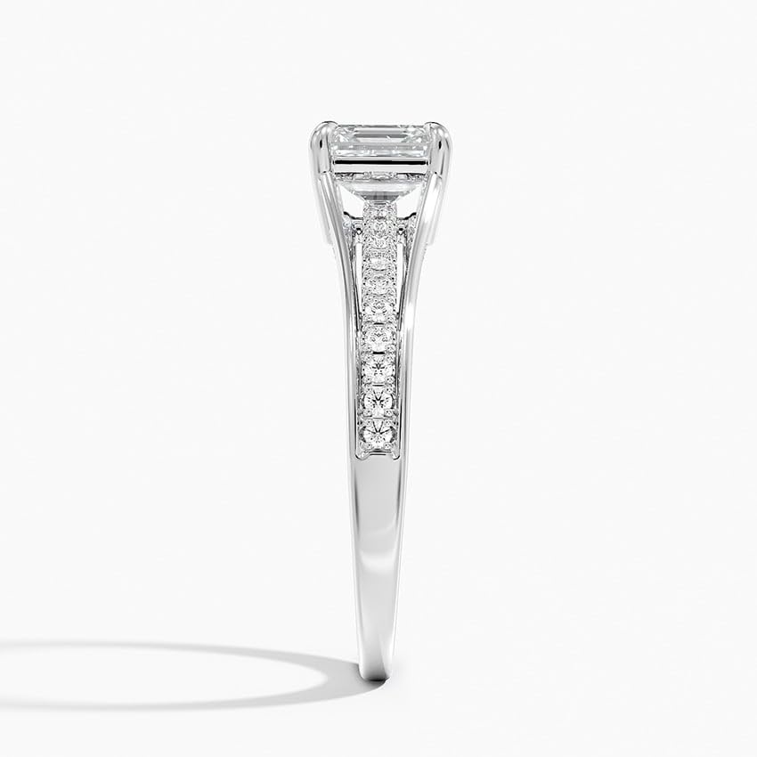 Pave 1 CT Asscher Cut Lab Grown Diamond Engagement Ring - view 7