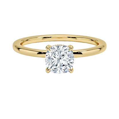 Solitaire 1 CT Cushion Cut Lab Grown Diamond Hidden Halo Engagement Ring - view 6
