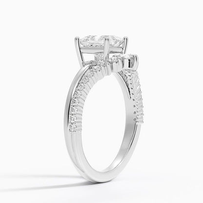 Solitaire 1 CT Princess Cut Lab Grown Diamond Curved Engagement Ring - view 7