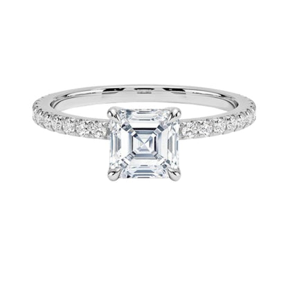 Hidden Halo 1 CT Asscher Cut Lab Grown Diamond Engagement Ring - view 1