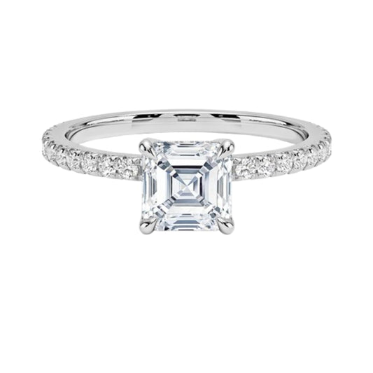 Hidden Halo 1 CT Asscher Cut Lab Grown Diamond Engagement Ring - view 1